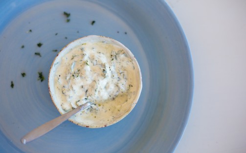 Fisksås med spenat och dill