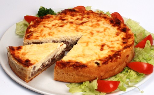 Kantarell- och köttfärspaj