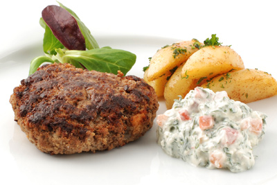 Kryddig pannbiff med granatäpplesalsa