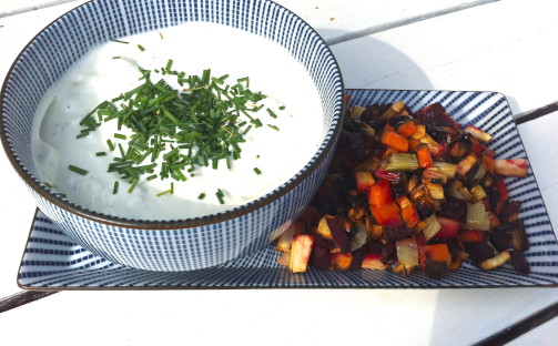 Minirotfrukter med ostdipp