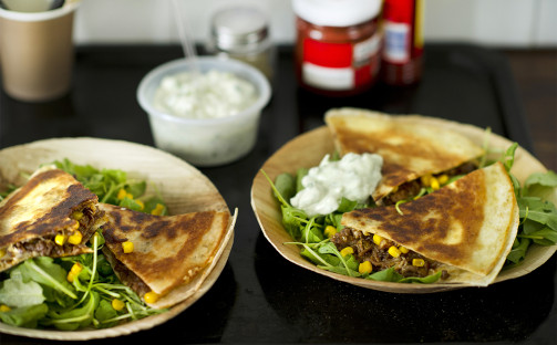 Quesadillas med avocadoyoghurt